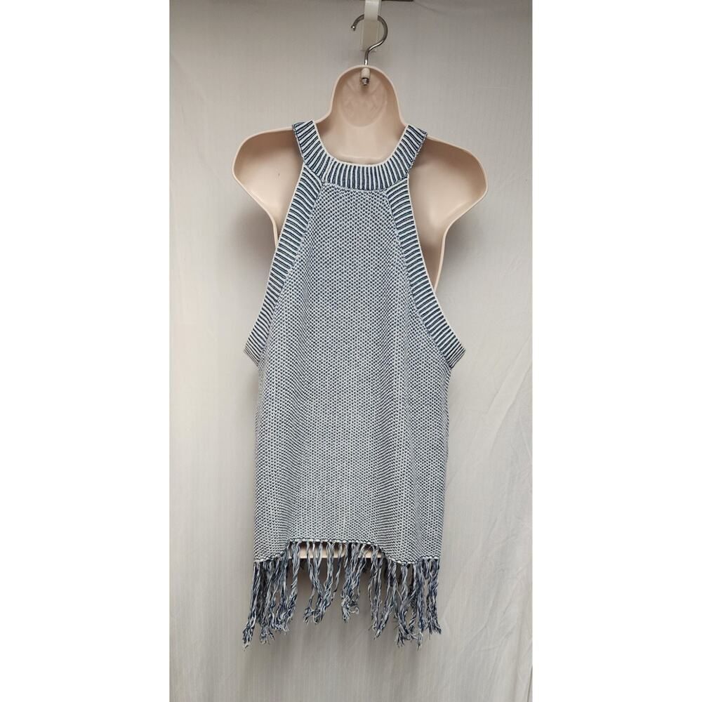 6th & Lane Bambado Fringe Crochet Tunic Sweater Top Blouse Color Blue Size 18/20 - Picture 6 of 10